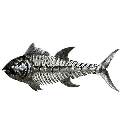 Recycled Steel Haitian Art Bone Fish, 24" Length